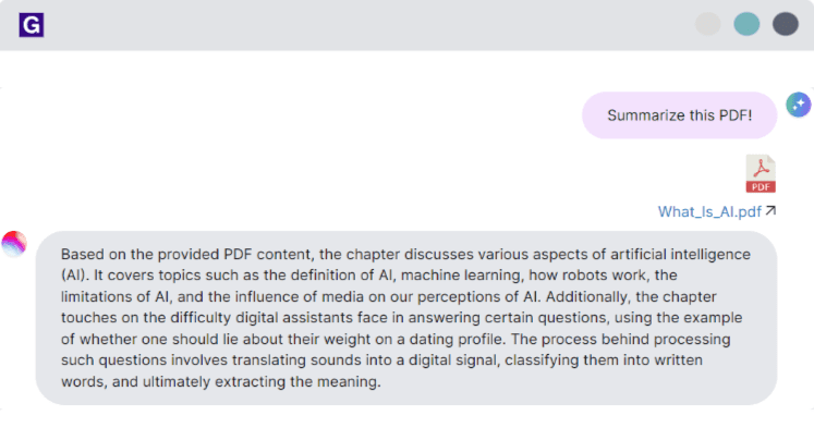Chat PDF's feature